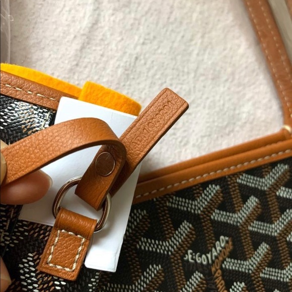 *SOLD* Goyard St Louis Chevron Black/Tan PM Tote - Picture 8 of 11